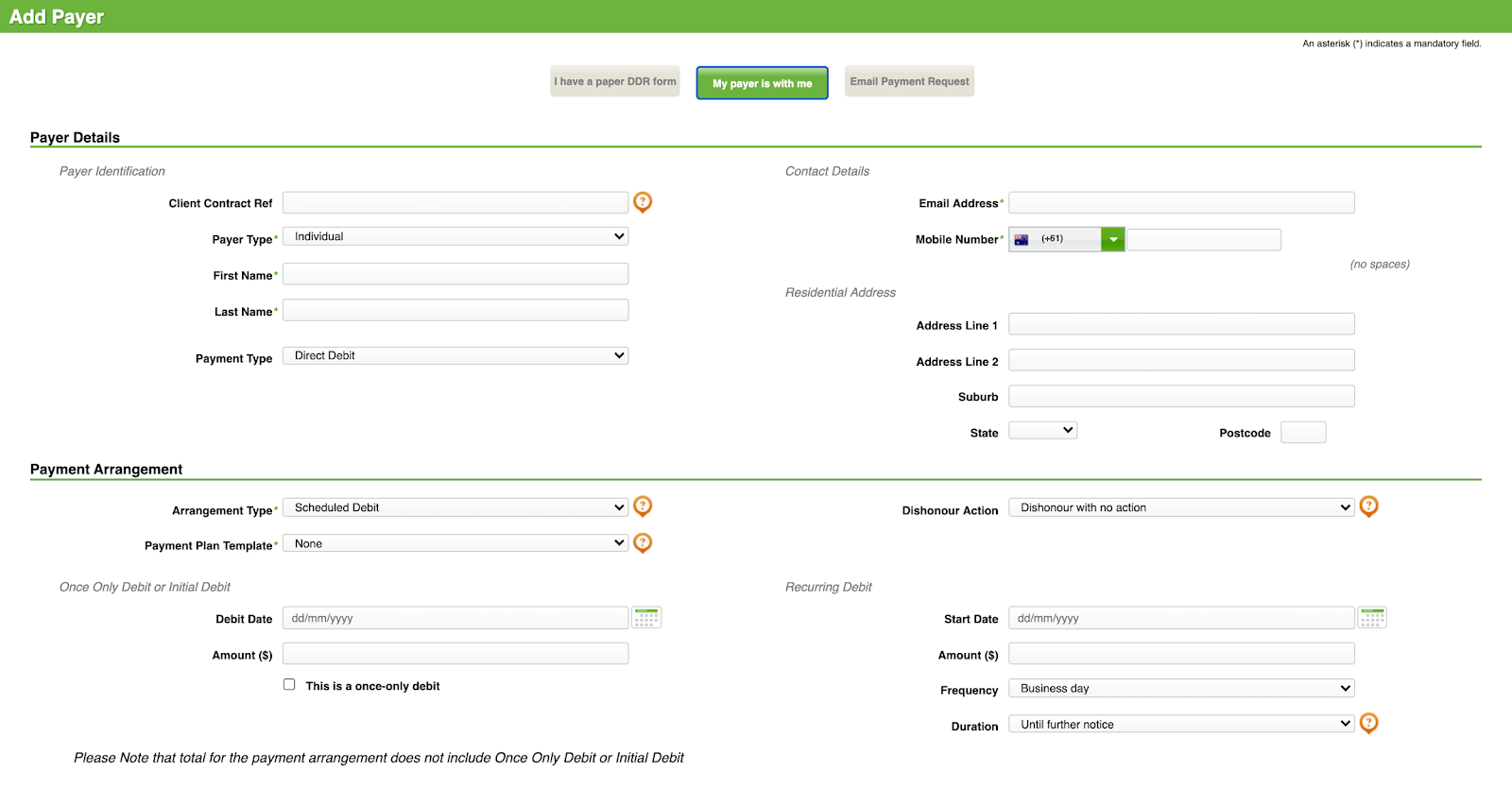 How to set up a customer with a Direct Debit payment schedule