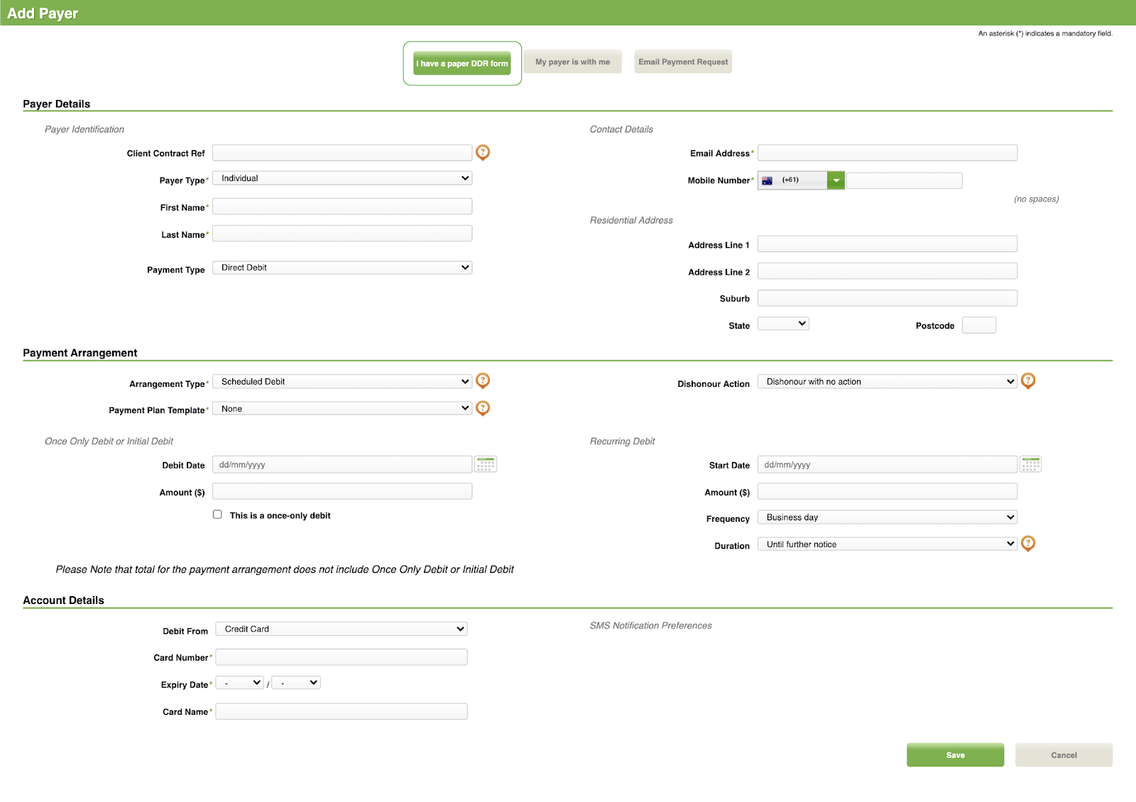 How to set up a customer with a Direct Debit payment schedule